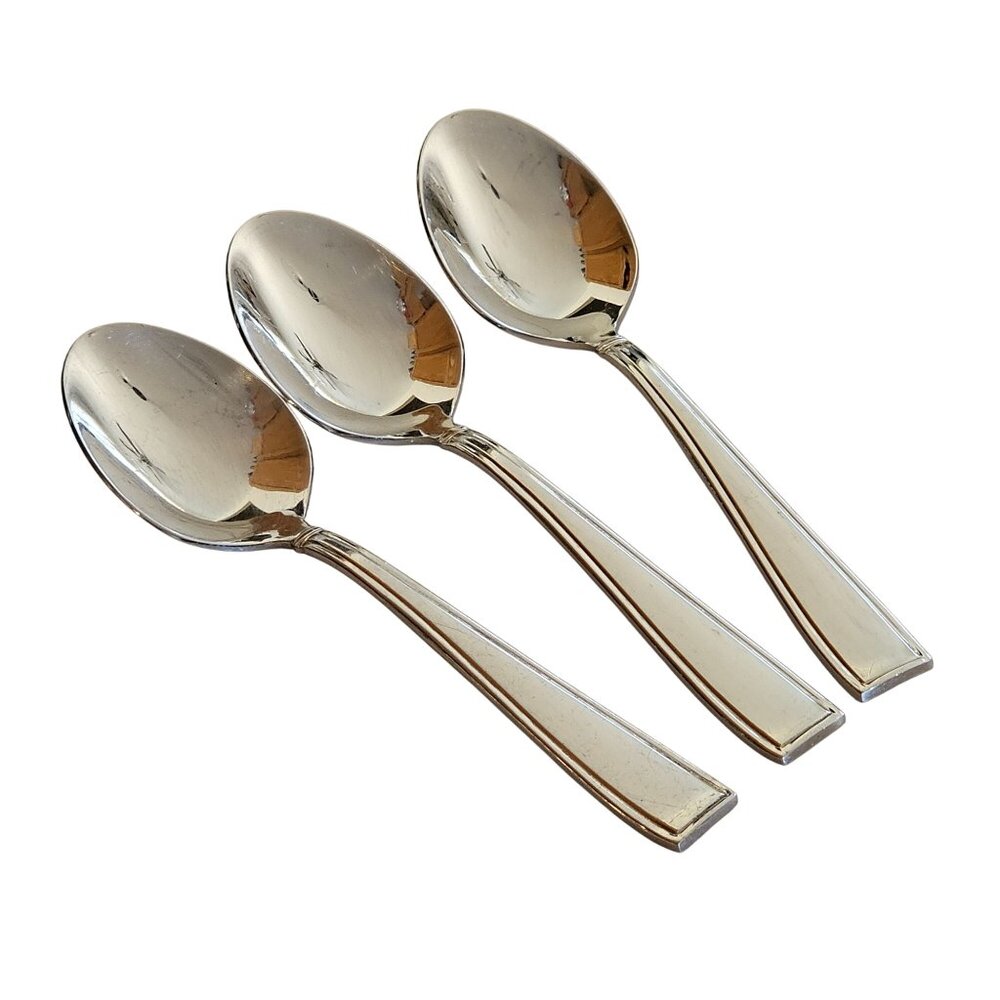 3 Reed Barton Benson Spoon 6" stainless  vtg Outline Flat Tip minimalist retro r